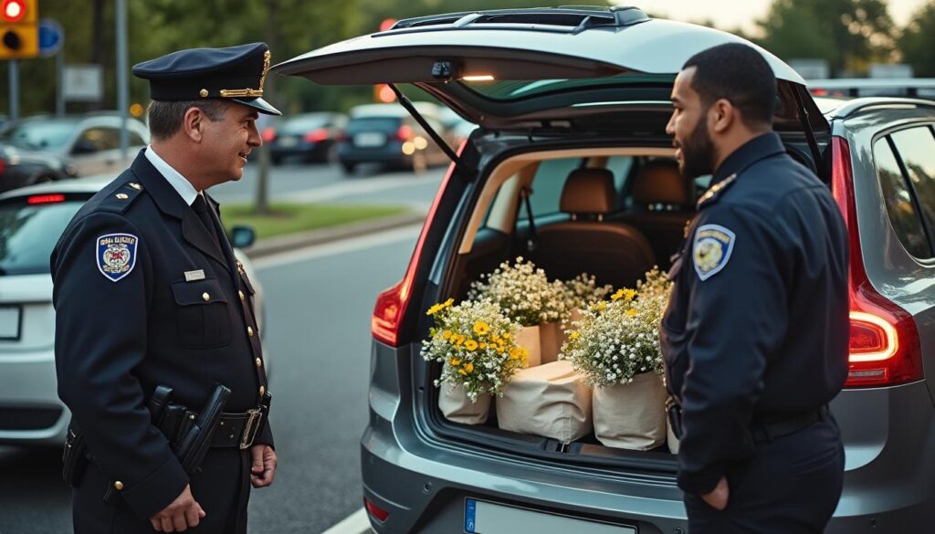 Contrôle de police sur le stockage de fleurs en voiture : règles et conseils